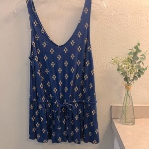 Old Navy blue tank top with black and white designs
